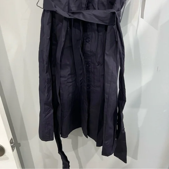 Calli Button Up Navy Belted Dress Bonne Shirt Dress Us 8 - Natural Fibres - Picture 3 of 7